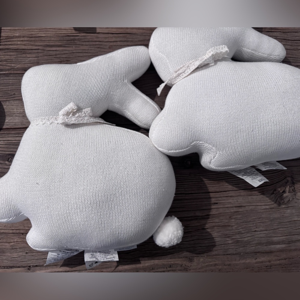 Set of two White Plush bunny Accent Pillows